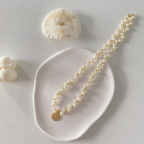 Blossom Gold Coin Pearls Necklaces