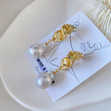 Gold Baroque Pearls Earrings